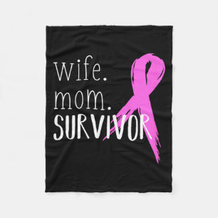 Wife mom survivor design gift for breast cancer fleece blanket
