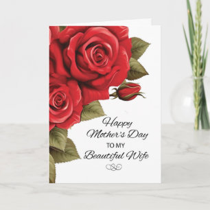 Wife Mothers Day Love and Red Roses Card