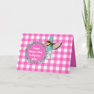 Wife Mothers Day Vintage Watercolor Bird  Card