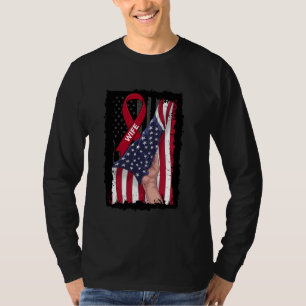 Wife Multiple Myeloma Awareness Ribbon American Fl T-Shirt