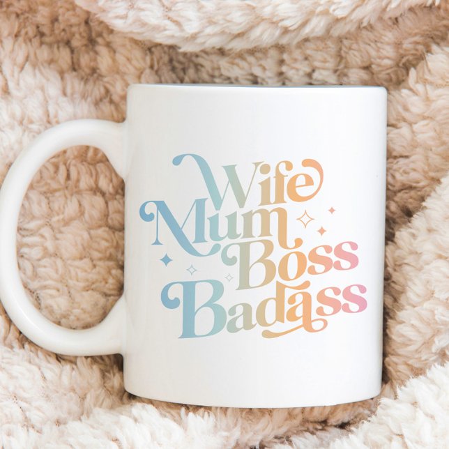 Wife Mum Boss Badass Funny Sarcastic Mother's Day Large Coffee Mug (Wife Mum Boss Badass Funny Sarcastic Mother's Day Giant Coffee Mug)