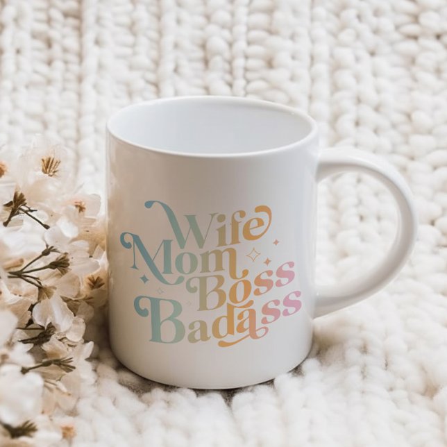Wife Mum Boss Badass Funny Sarcastic Mother's Day Large Coffee Mug (Wife Mom Boss Badass Funny Sarcastic Mother's Day Giant Coffee Mug)
