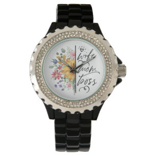 Wife Mum Boss Badass Funny Sunflower Mother's Day Watch