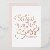 Wife Mum Boss Calligraphy Mother's Day Rose Gold