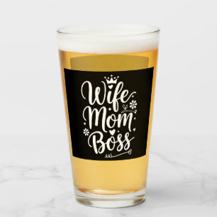 Wife Mum Boss Cute Mother's Day Gift Glass
