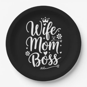 Wife Mum Boss Cute Mother's Day Gift Paper Plate