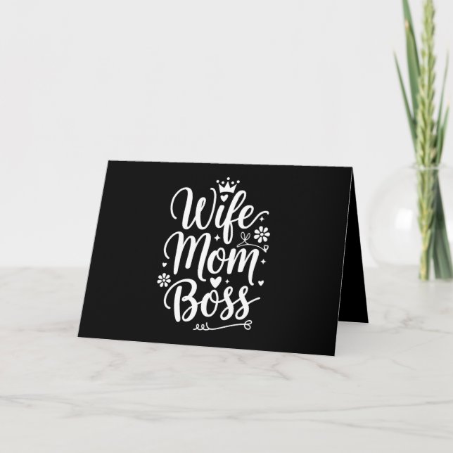 Wife Mum Boss Cute Mother's Day Gift Thank You Card (Front)