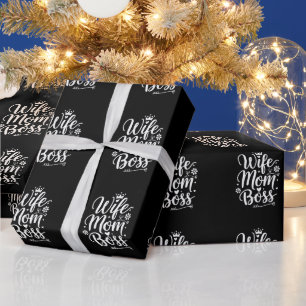 Wife Mum Boss Cute Mother's Day Gift Wrapping Paper