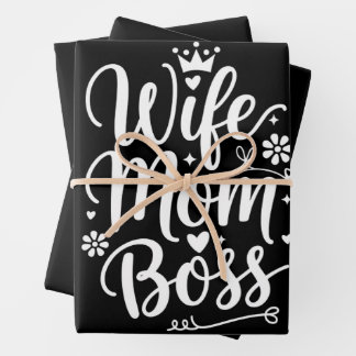 Wife Mum Boss Cute Mother's Day Gift Wrapping Paper Sheet