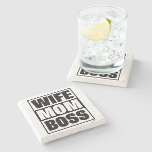 Wife - Mum - Boss Stone Coaster