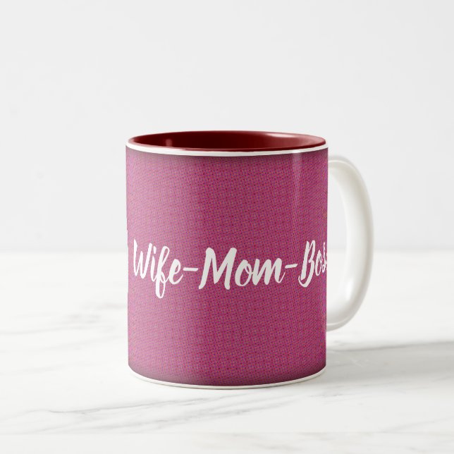 Wife - Mum - Boss Two-Tone Coffee Mug (Front Right)