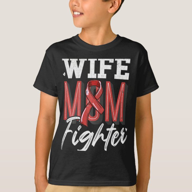 Wife Mum Fighter Brain Aneurysm Awareness Support  T-Shirt (Front)