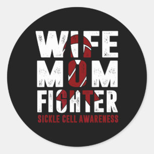 Wife Mum Fighter Sickle Cell Awareness Classic Round Sticker