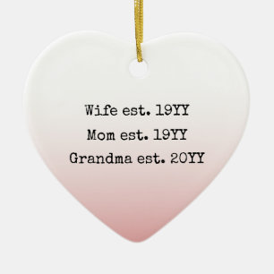 Wife Mum Grandma Est Established Gifts For Grandma Ceramic Tree Decoration