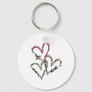 Wife Mum Memaw Leopard Heart Valentine Women Key Ring