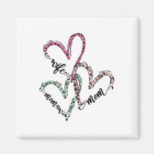 Wife Mum Memaw Leopard Heart Valentine Women Magnet