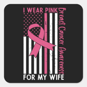 Wife Mum Mother Family Matching Breast Cancer Gift Square Sticker