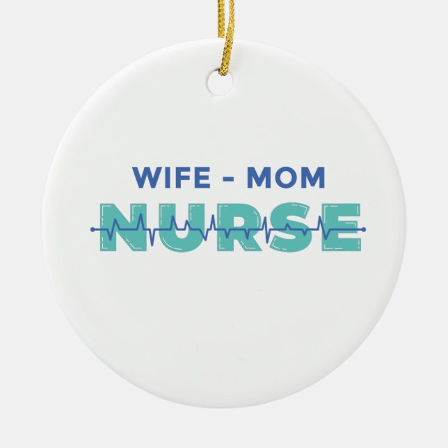 Wife Mum Nurse Ceramic Tree Decoration (Front)
