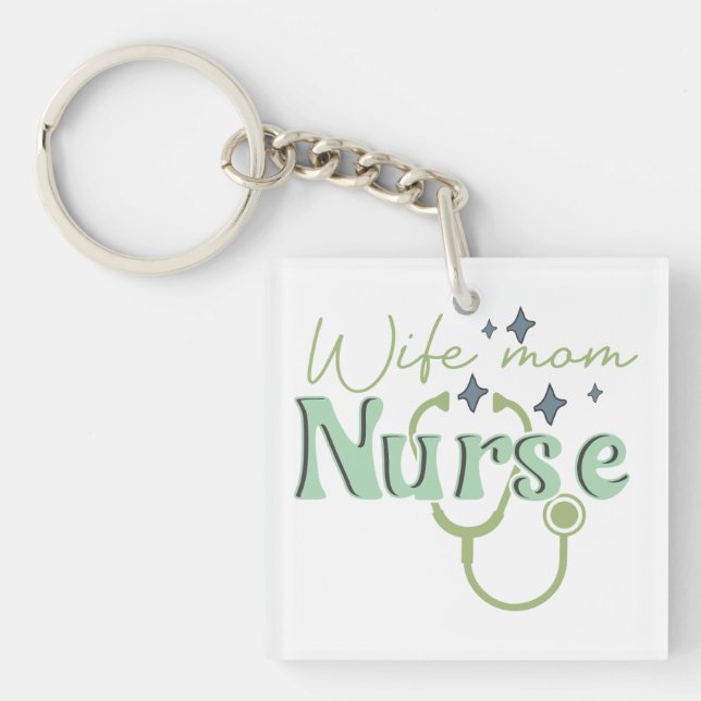 Wife Mum Nurse Gift for Nurse Mother's Day Key Ring (Front)