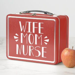 Wife Mum Nurse Graphic Metal Lunch Box