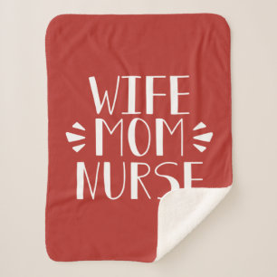 Wife Mum Nurse Graphic Sherpa Blanket