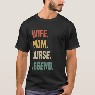Wife Mum Nurse Legend Retro Vintage Nurse Mum Moth T-Shirt