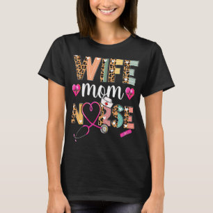 Wife Mum Nurse Leopard Motheru2019s Day 2022 T-Shirt