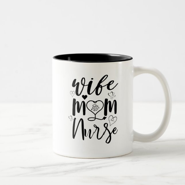 Wife mum nurse stethoscope Two-Tone coffee mug (Right)