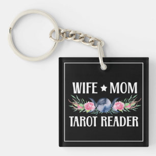 Wife Mum Tarot Reader Flowers Moon Antlers Boho Key Ring