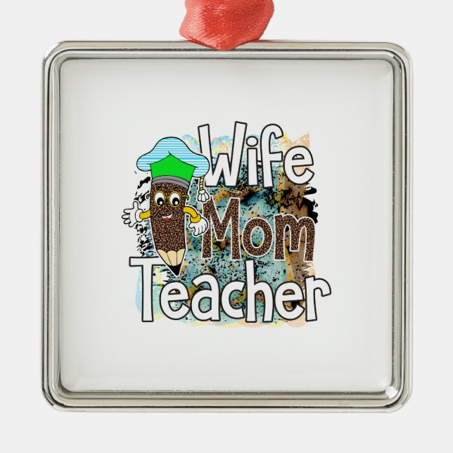 Wife Mum Teacher Metal Tree Decoration (Front)