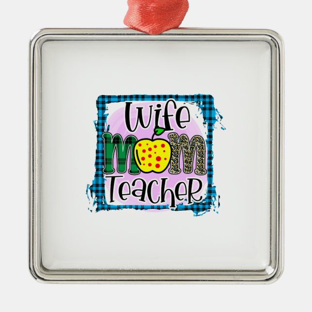 Wife Mum Teacher Metal Tree Decoration (Front)