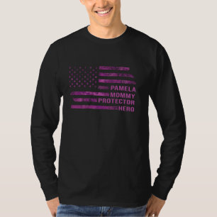 Wife Mummy Protector Hero Camo Pink American Flag T-Shirt