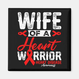 Wife Of A Heart Warrior Heart Disease Red Ribbon M Magnet