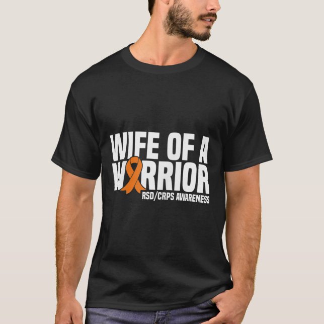 Wife Of A Warrior Orange Ribbon Rsdcrps Awareness  T-Shirt (Front)