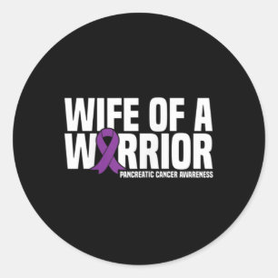 Wife of a Warrior Purple Ribbon Pancreatic Cancer  Classic Round Sticker