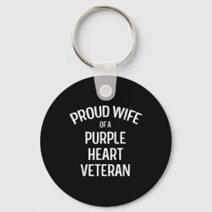 Wife Of Purple Heart Veteran Shirt Proud Military Key Ring