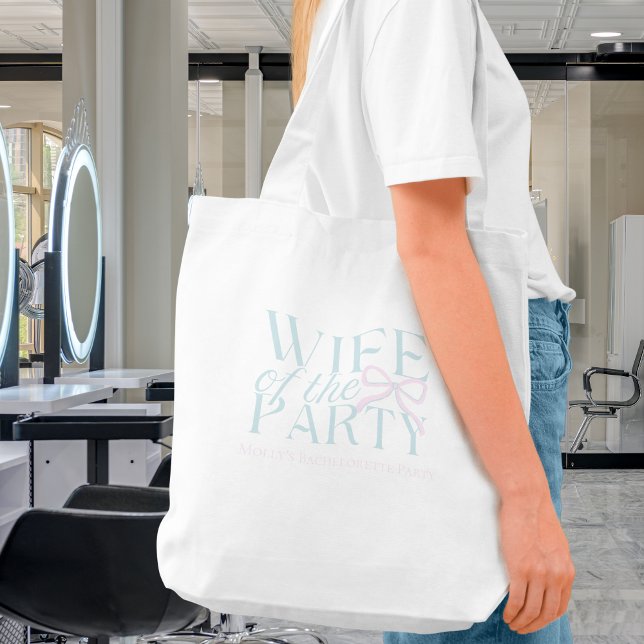 Wife of the Party – Custom Bachelorette Design Tote Bag (Wife of the Party tote bag with modern font – perfect for bridal celebrations!)