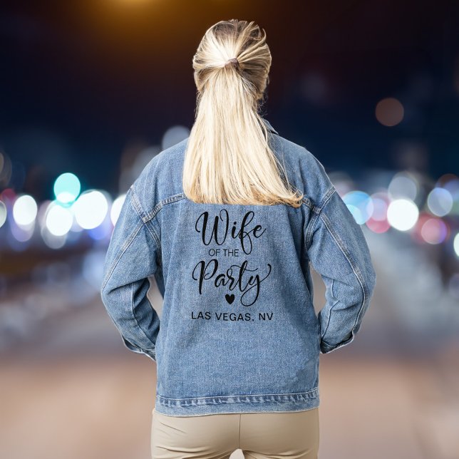 Wife Of The Party Las Vegas Bachelorette Party Denim Jacket (Celebrate your last fling before the ring in style & add some flair to your bachelorette party look)