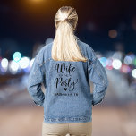 Wife Of The Party Nashville Bachelorette Party Denim Jacket<br><div class="desc">Cute denim jacket for the bride at her bachelorette party. The back features "Wife of the Party" in a chic script and a heart and "Nashville,  TN" in simple modern typography. You can change the party destination. A coordinating "The Party" jacket is available for the bachelorette group.</div>