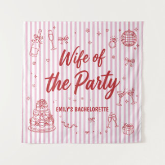 Wife of the Party Pink Striped Bachelorette Tapest Tapestry