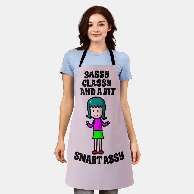  WIFE OR MOM SASSY CLASSY SMART ASSY RETRO APRONS (Worn)