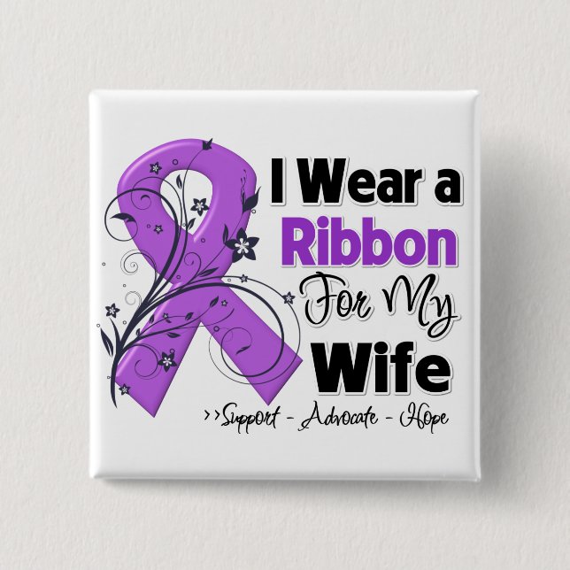 Wife - Pancreatic Cancer Ribbon 15 Cm Square Badge (Front)