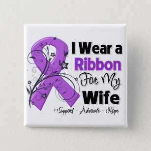 Wife - Pancreatic Cancer Ribbon 15 Cm Square Badge