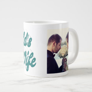 Wife Photo green text Giant Coffee Mug