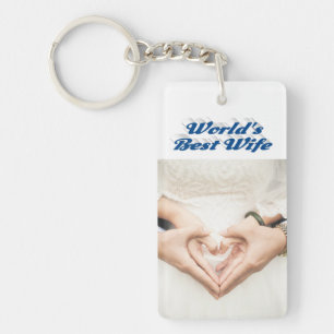 Wife Photo sea blue Key Ring
