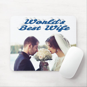 Wife Photo sea blue Mouse Mat