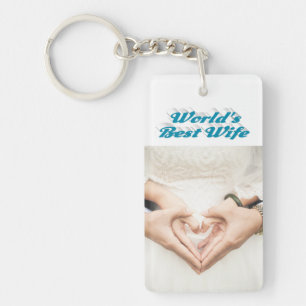 Wife Photo sky blue Key Ring