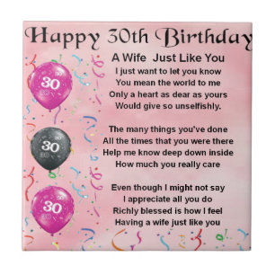 Wife Poem - 30th Birthday Tile