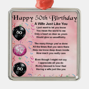 Wife Poem - 50th Birthday Metal Tree Decoration
