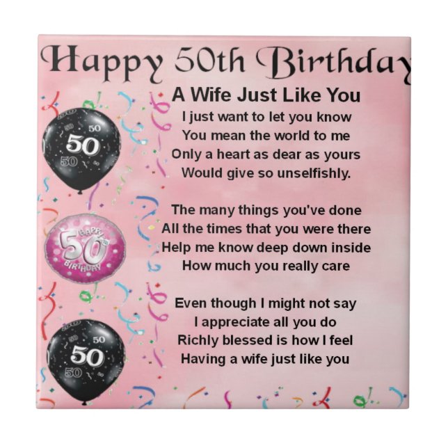 Wife Poem - 50th Birthday Tile (Front)